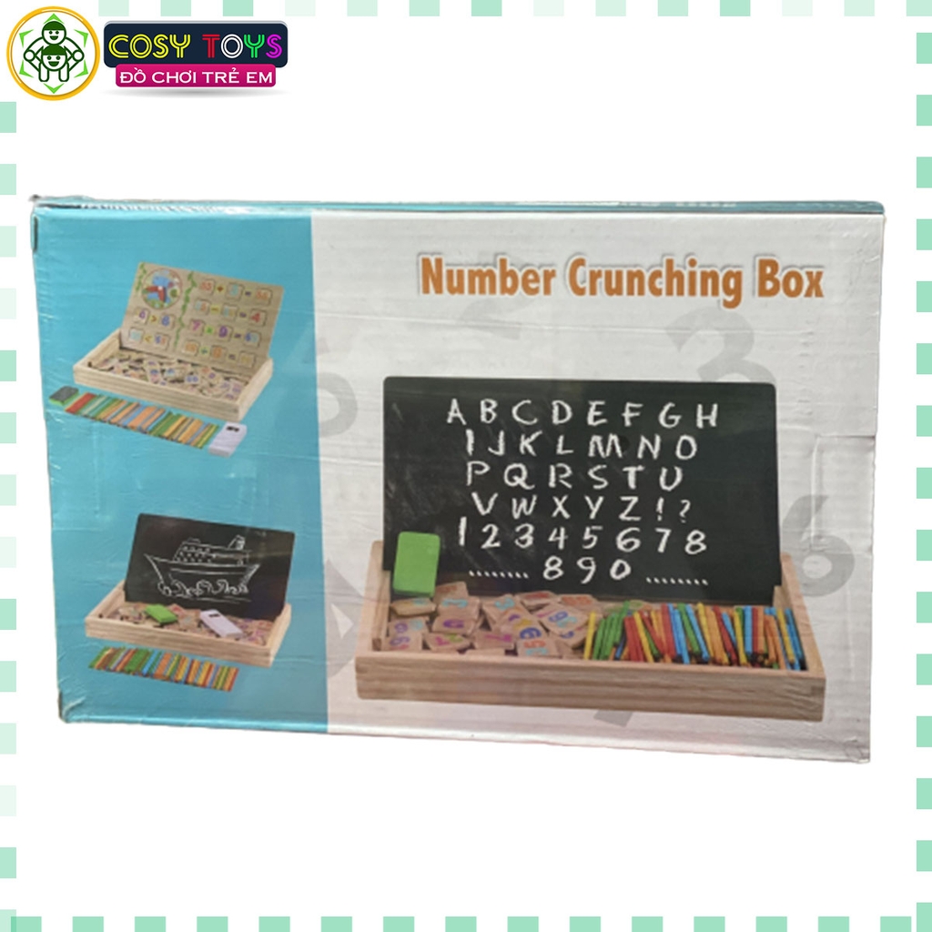 Bộ đồ dùng học toán bằng gỗ kèm que tính, bộ chữ số giúp bé vừa học vừa chơi