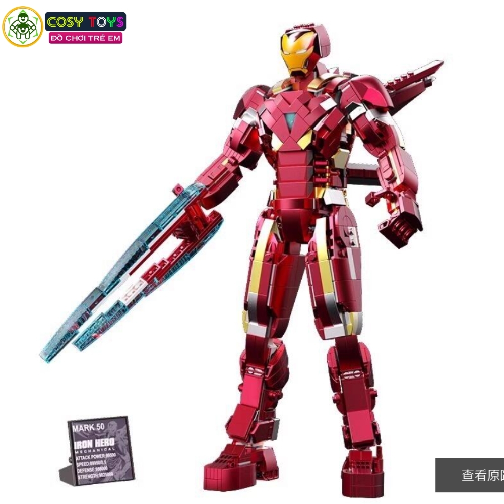 Đồ chơi lắp ghép xếp hình Iron Man giáp nano MARK 50 trong Age of Ultrol cỡ lớn kèm nhiều chi tiết chuyển động với 1293 mảnh ghép cho bé