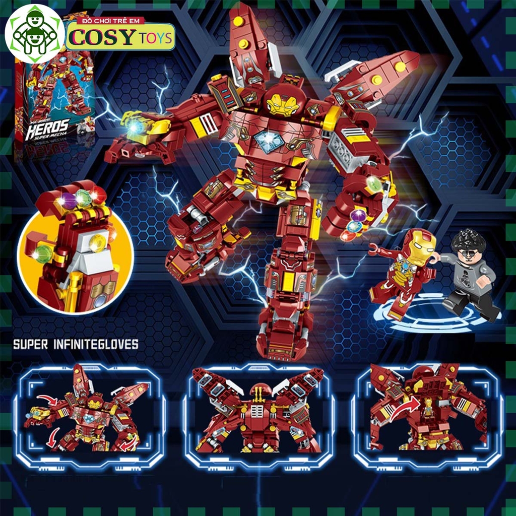 Đồ chơi lego xếp hình lắp ráp Ironman trong bộ giáp Super Mecha với 926 chi tiết