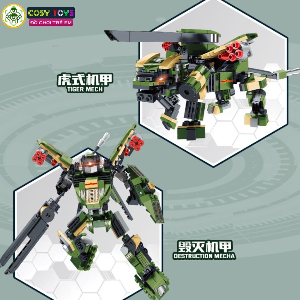 Đồ chơi lắp ghép xếp hình máy bay trực thăng vũ trang 3 trong 1 với 489 mảnh ghép