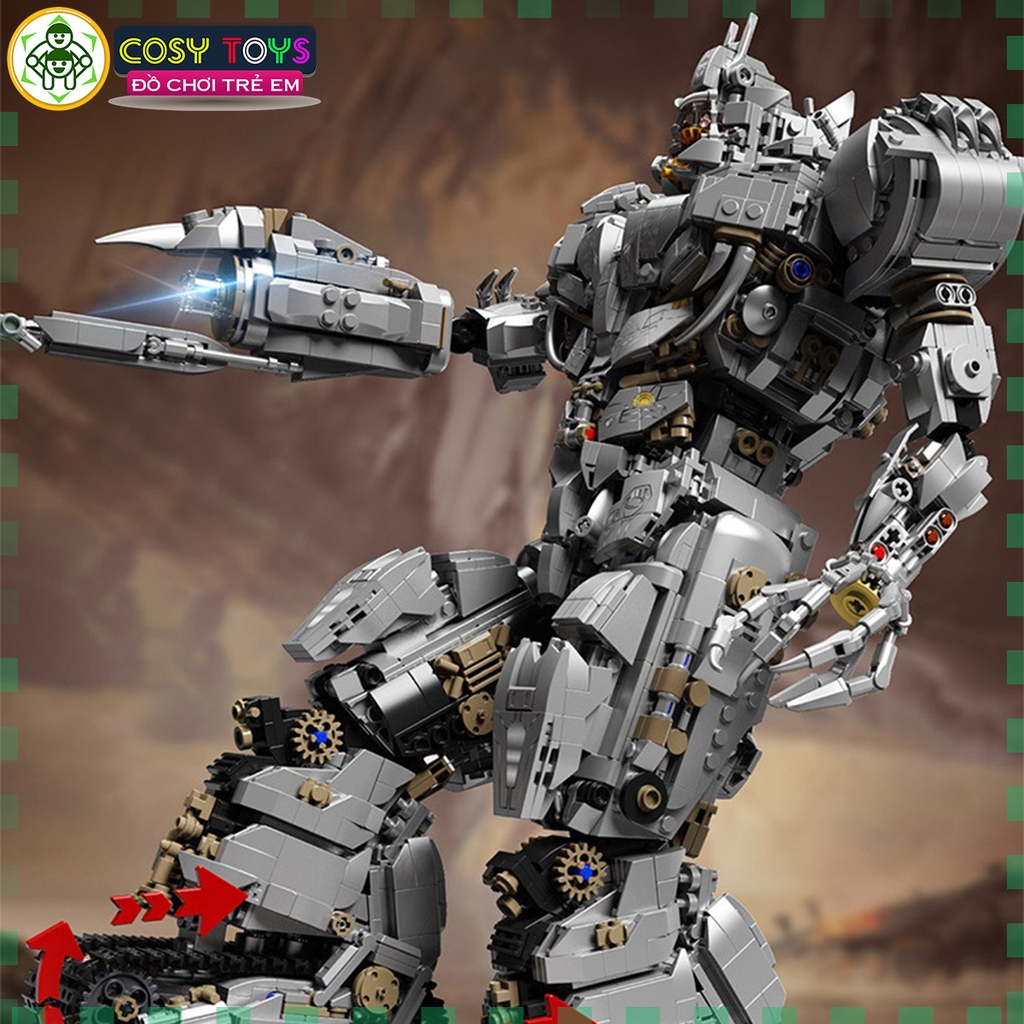 Đồ chơi lắp ghép xếp hình T.ank Mega Commander Decepticon cỡ lớn có block phát sáng kèm nhiều chi tiết chuyển động với 4052 mảnh ghép cho bé