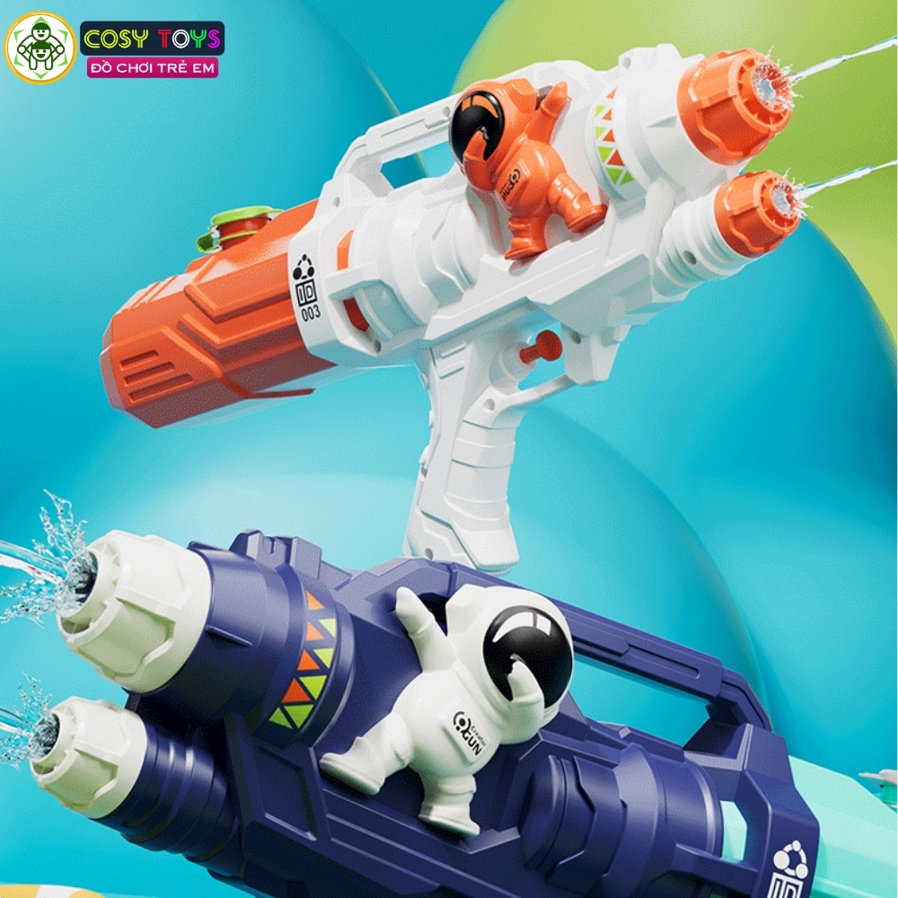 Đồ chơi ống súng nước hai tia phun xa mẫu phi hành gia dễ thương cho bé