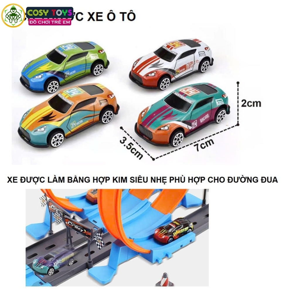 Đồ chơi mô hình đường ô tô lắp ghép 40 chi tiết kèm xe đua cho bé