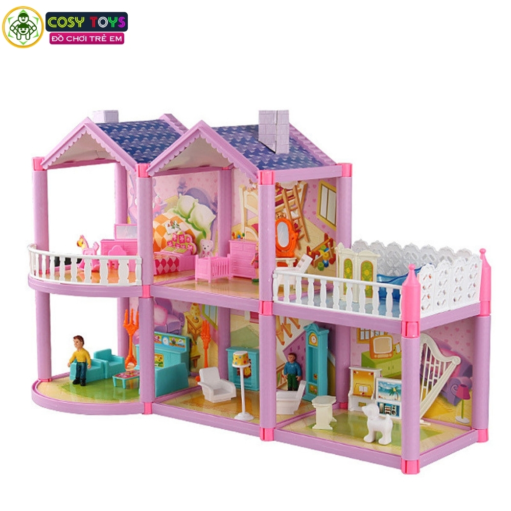 Đồ chơi lắp ghép ngôi nhà villa búp bê cao cấp với đầy đủ vật dụng, đồ dùng cho bé