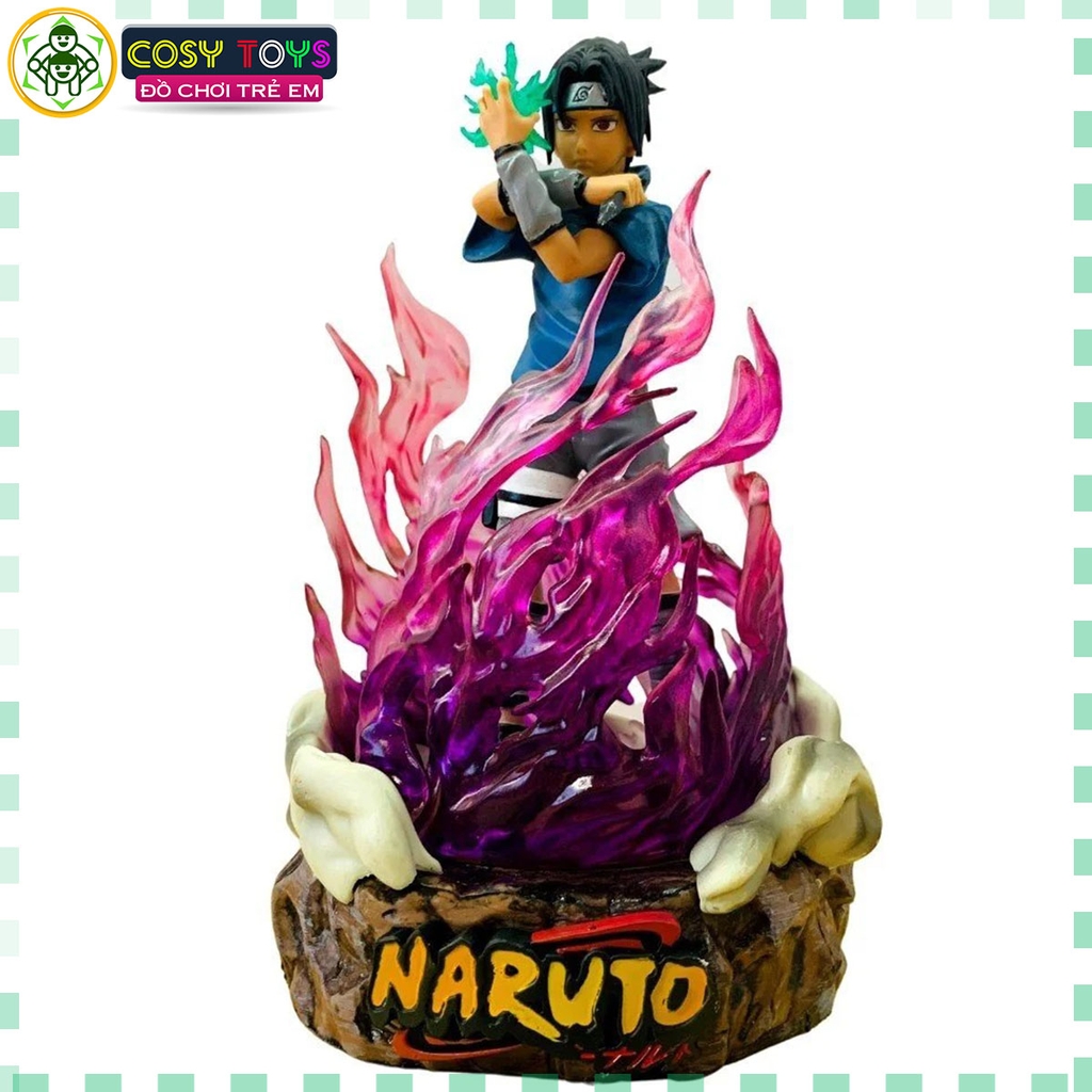 Mô hình Sasuke siêu ngầu có led ở base cao 20cm nặng 900 gram - Figure Naruto - Có hộp màu to đẹp
