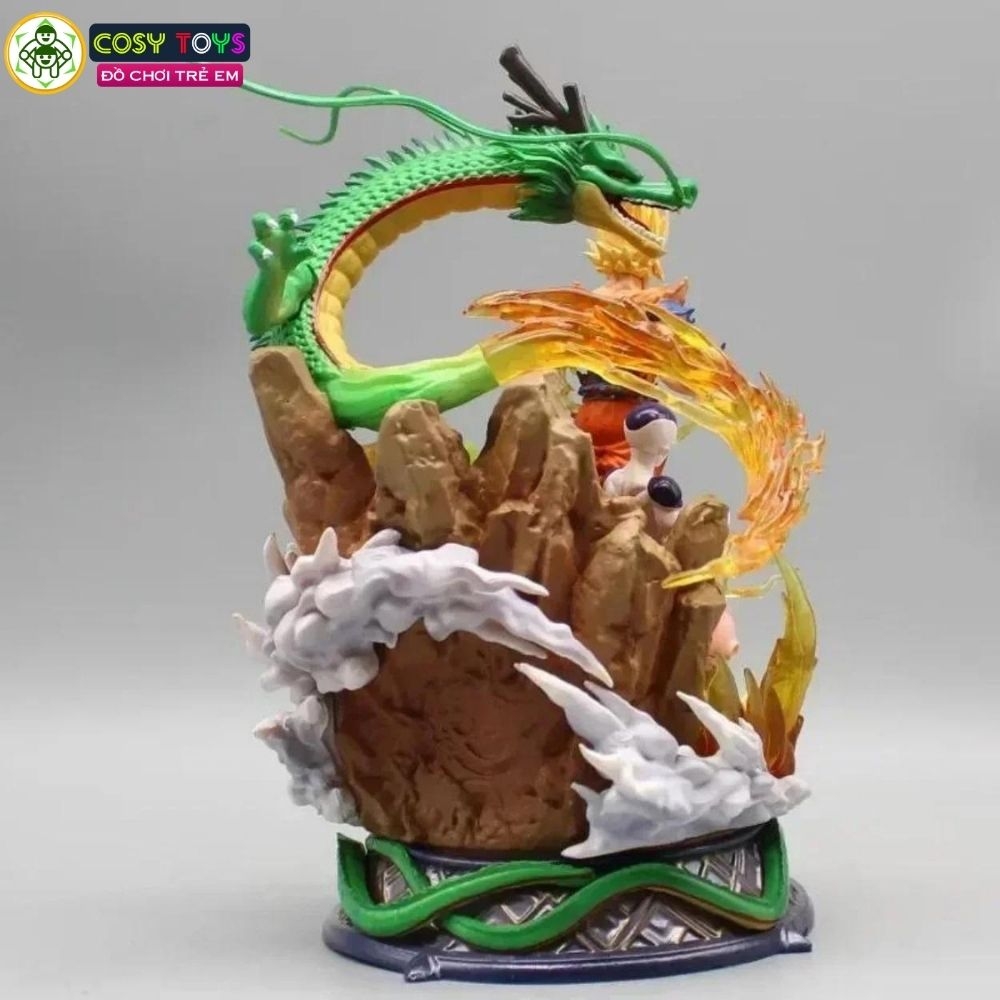Mô hình DragonBall Goku quấn rồng đại chiến Majinbuu , Cell , frieza - Cao 23cm - nặng 1kg - Dragon Ball
