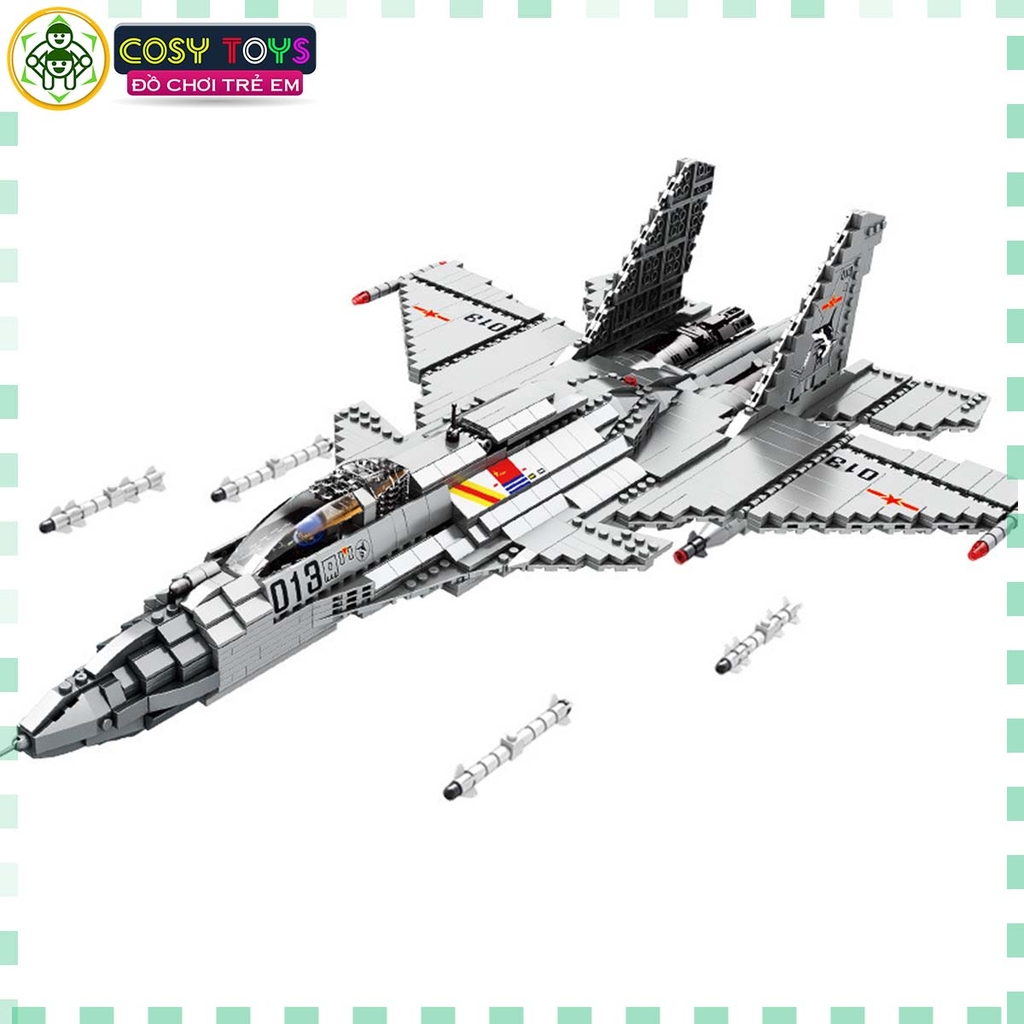 Đồ chơi lắp ghép xếp hình máy bay tiêm kích phản lực Flying Shark mẫu lớn cao cấp với 1268 mảnh ghép