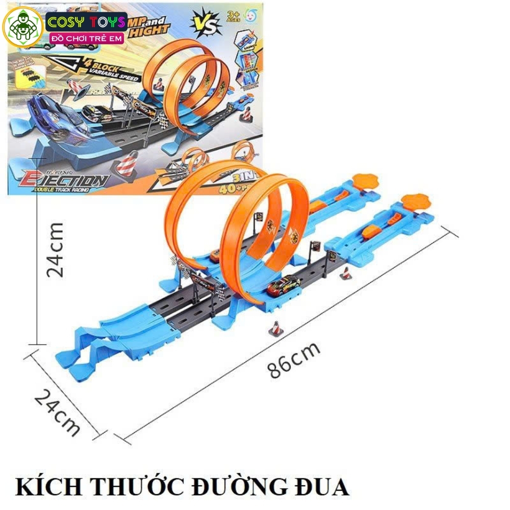 Đồ chơi mô hình đường ô tô lắp ghép 40 chi tiết kèm xe đua cho bé