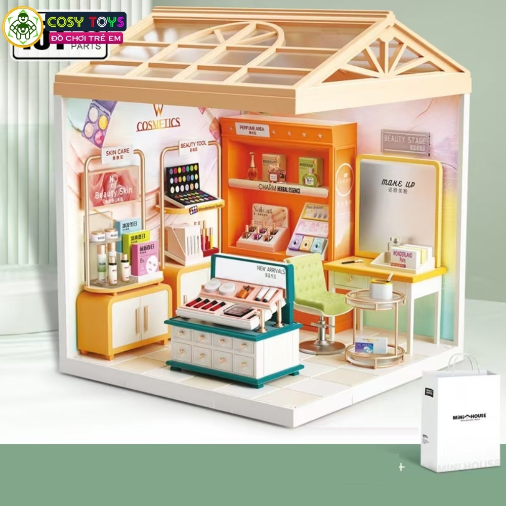 Đồ chơi lắp ghép ngôi nhà trong mơ cao cấp với nhiều mẫu: phòng ngủ, phòng tắm, phòng bếp.....cao cấp có đèn led và lồng che trong suốt với đầy đủ vật dụng, đồ dùng cho bé
