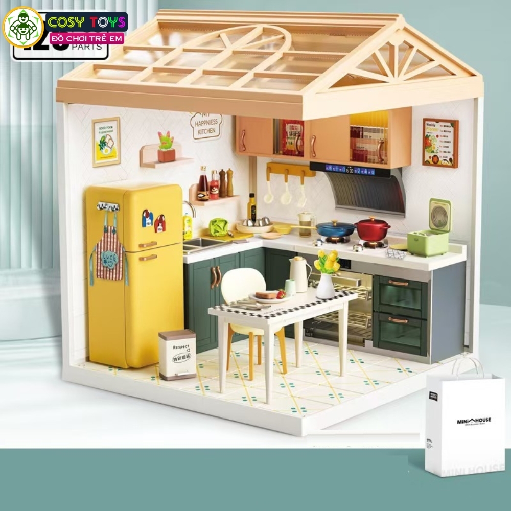 Đồ chơi lắp ghép ngôi nhà trong mơ cao cấp với nhiều mẫu: phòng ngủ, phòng tắm, phòng bếp.....cao cấp có đèn led và lồng che trong suốt với đầy đủ vật dụng, đồ dùng cho bé