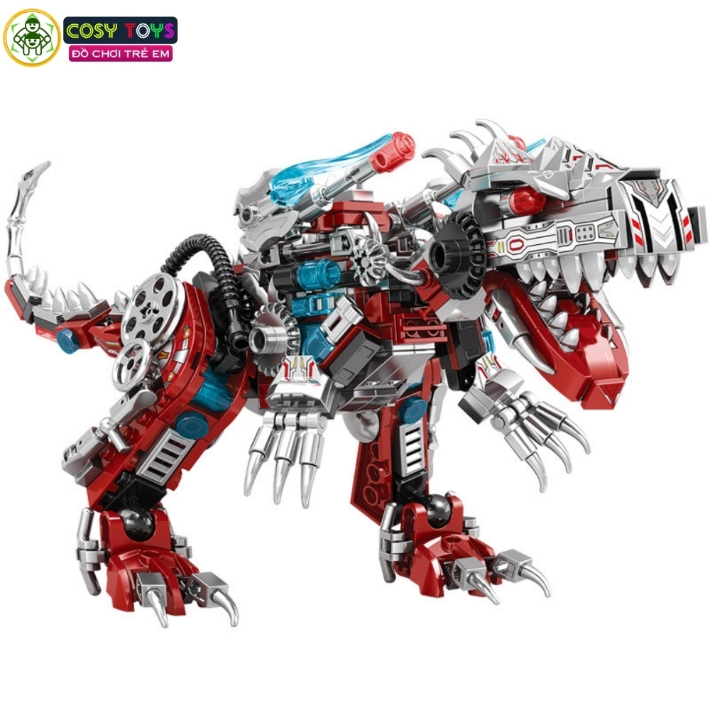 Đồ chơi lắp ghép xếp hình khủng long robot Super Mecha biến hình 2 trong 1 thành phi thuyền với 422 chi tiết