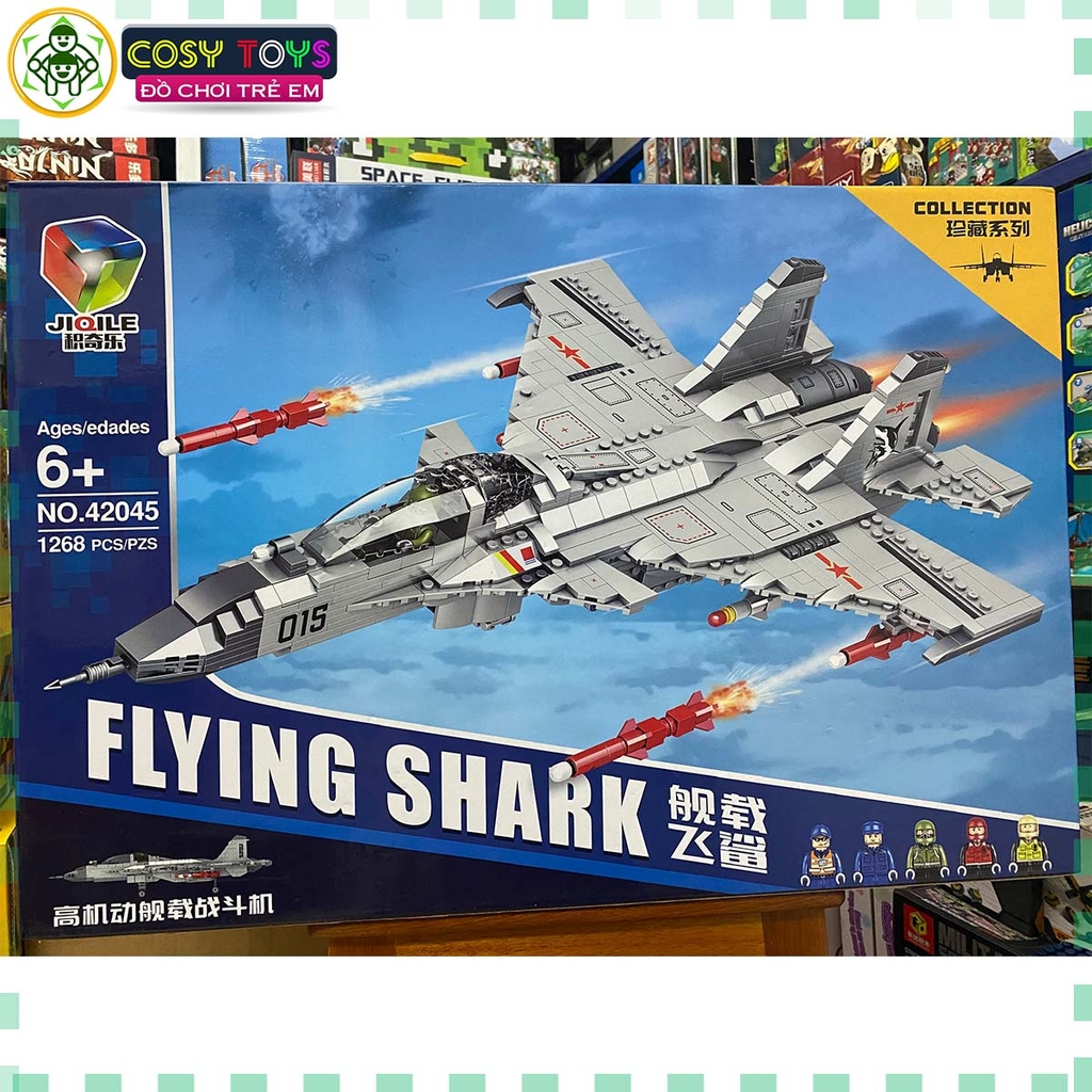 Đồ chơi lắp ghép xếp hình máy bay tiêm kích phản lực Flying Shark mẫu lớn cao cấp với 1268 mảnh ghép