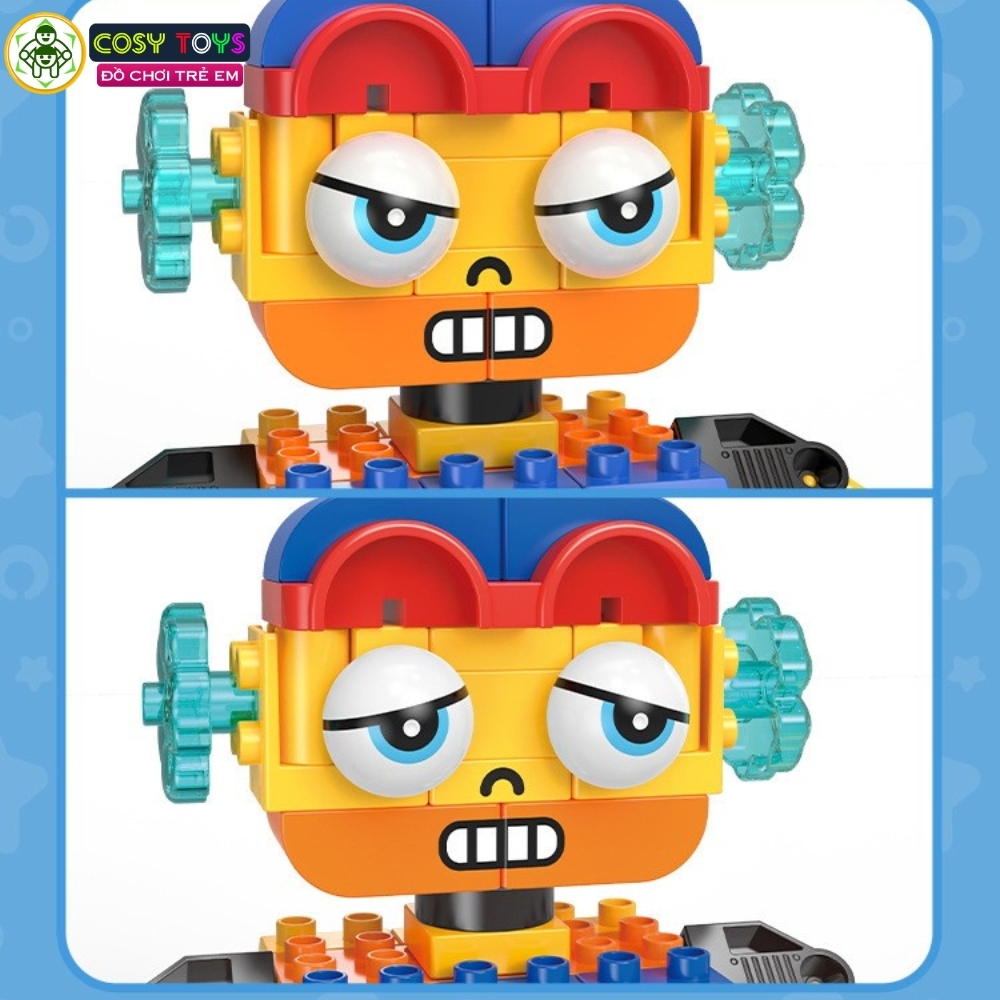 Đồ chơi lắp ráp phương tiện giao thông biến hình thành robot Big Eyes công trường với hơn 88 chi tiết cho bé