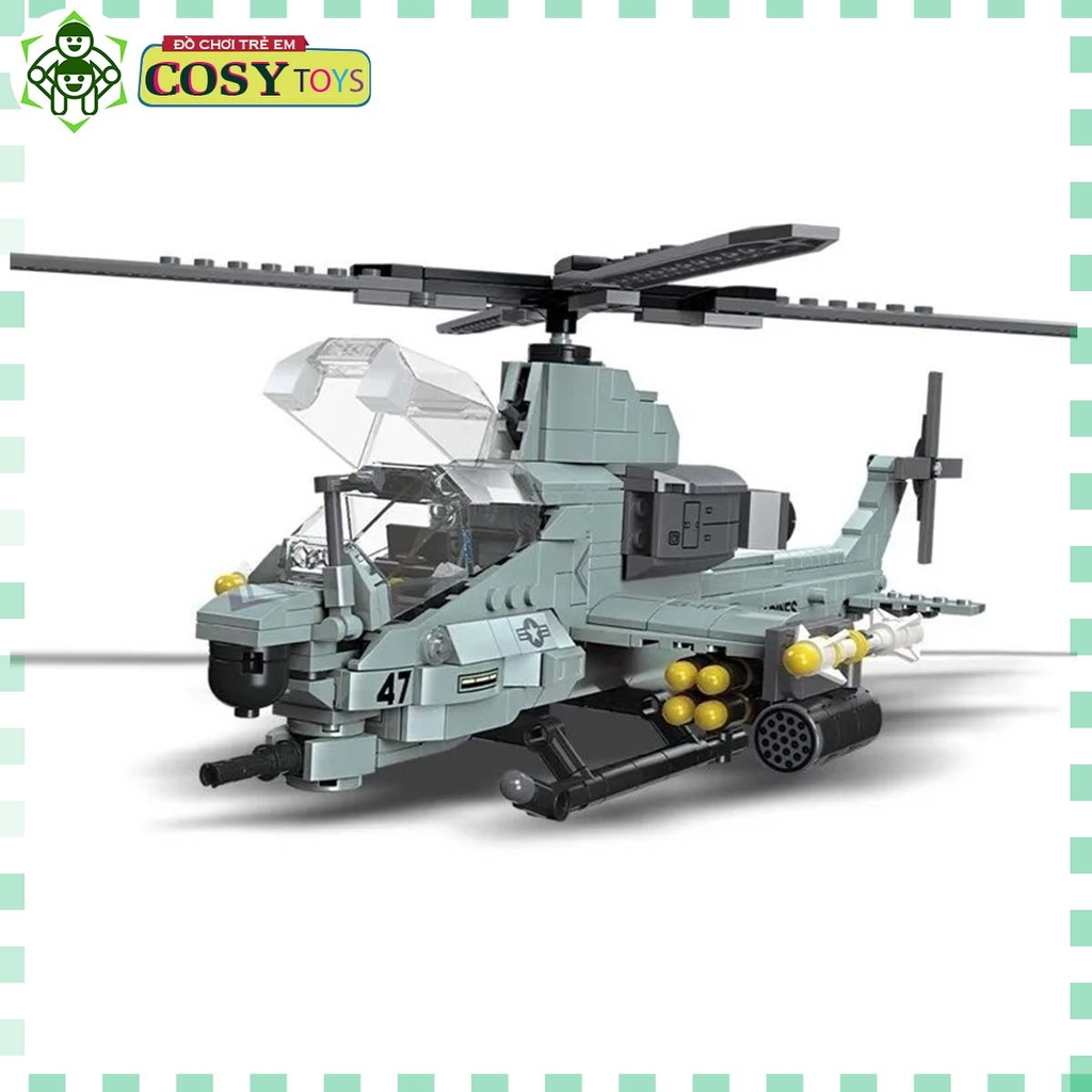 Đồ chơi lego xếp hình máy bay trực thăng vũ trang với 597 mảnh ghép