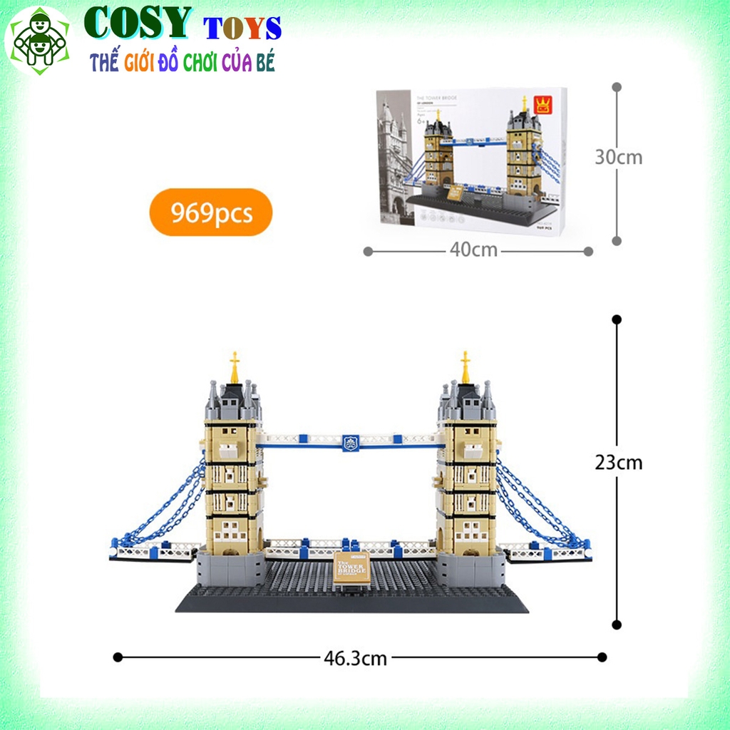 Đồ chơi lắp ghép building mô hình cầu tháp London mẫu lớn với 969 mảnh ghép