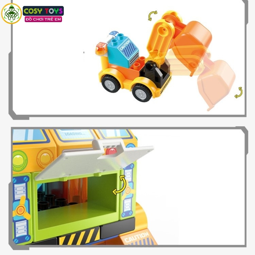 Đồ chơi lắp ráp phương tiện giao thông biến hình thành robot Big Eyes công trường với hơn 88 chi tiết cho bé
