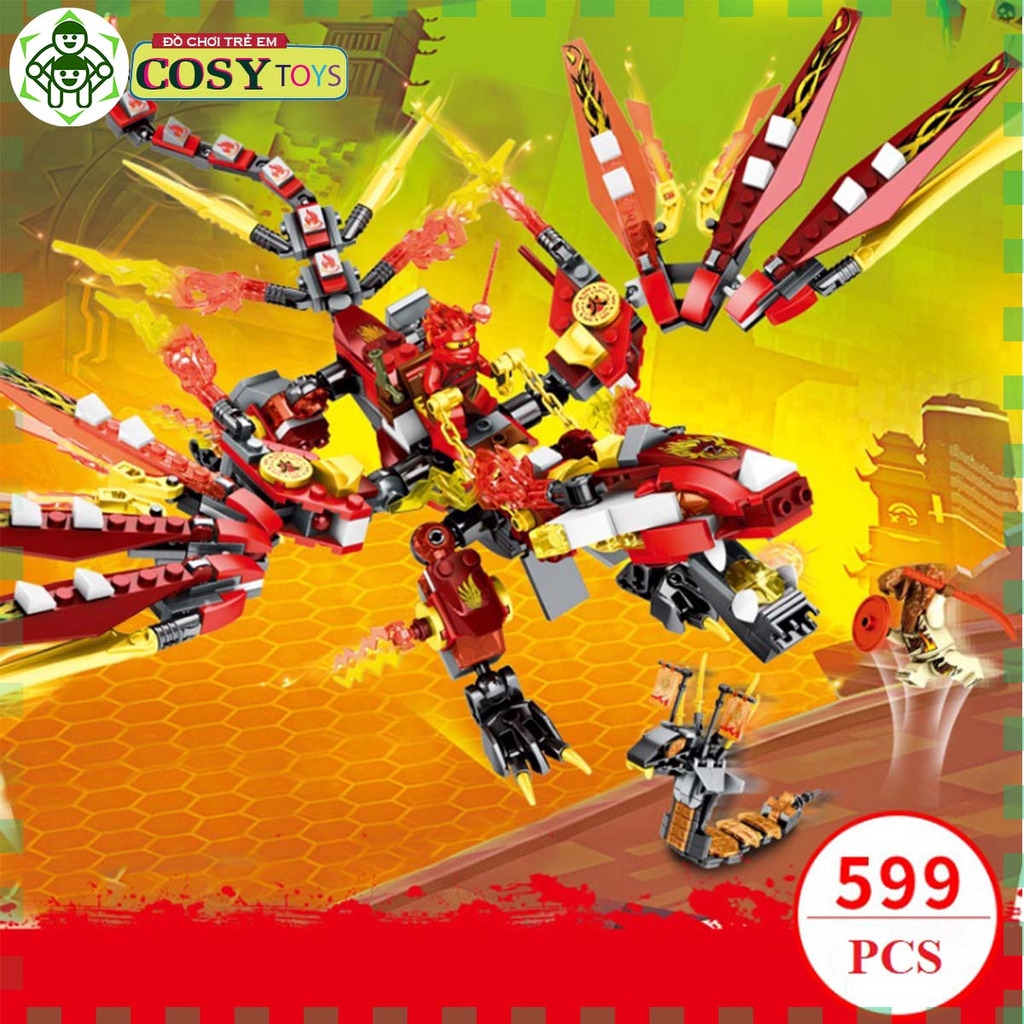 Đồ chơi lắp ghép xếp hình lắp ráp Ninjago rồng lửa của Kai với 599 chi tiết