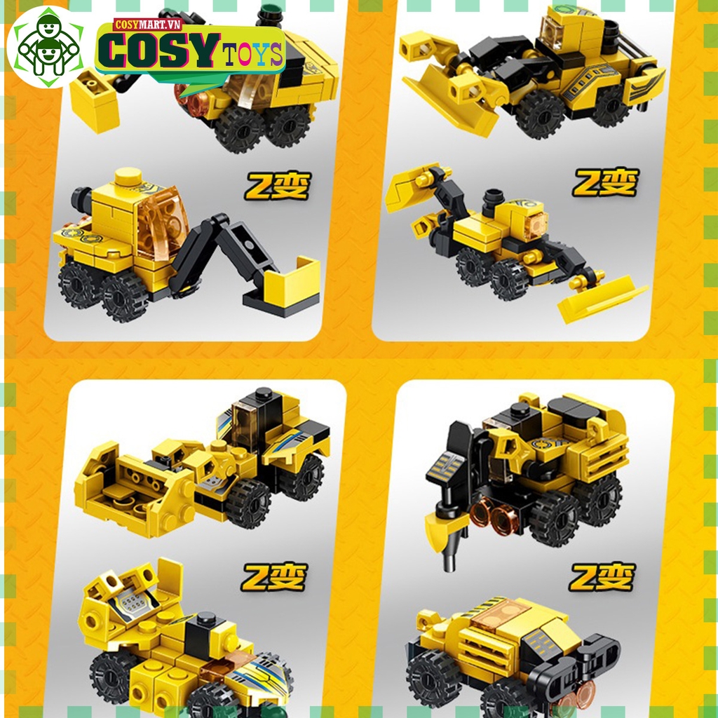 Lego xếp hình robot Project Mecha màu vàng 12 trong 01 cho bé với 633 mảnh ghép