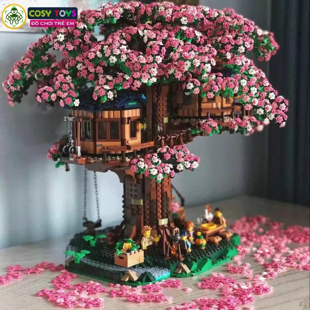 Đồ chơi lắp ghép xếp hình cây hoa anh đào đủ màu sắc với 2000 chi tiết