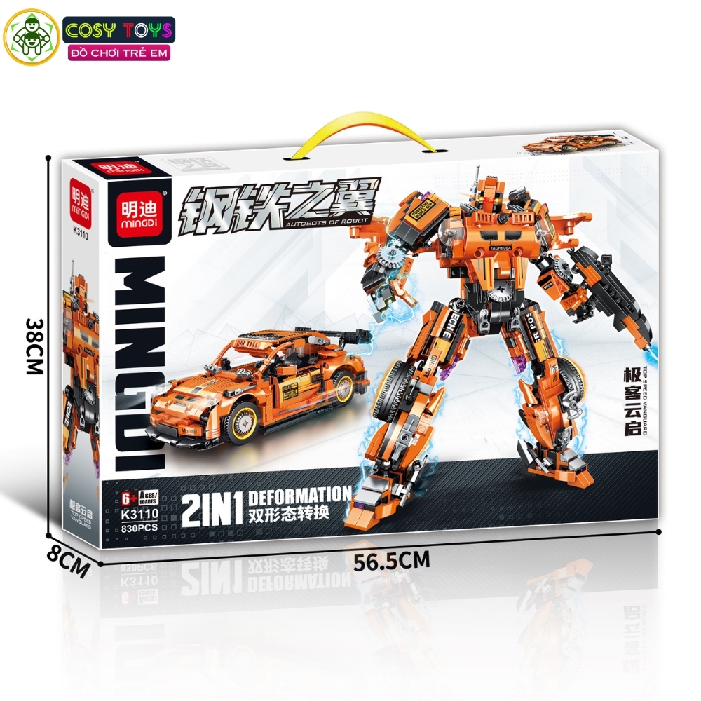 Đồ chơi lắp ghép xếp hình robot biến hình 2 trong 1 thành xe với hơn 797- 821 - 844 chi tiết cho bé