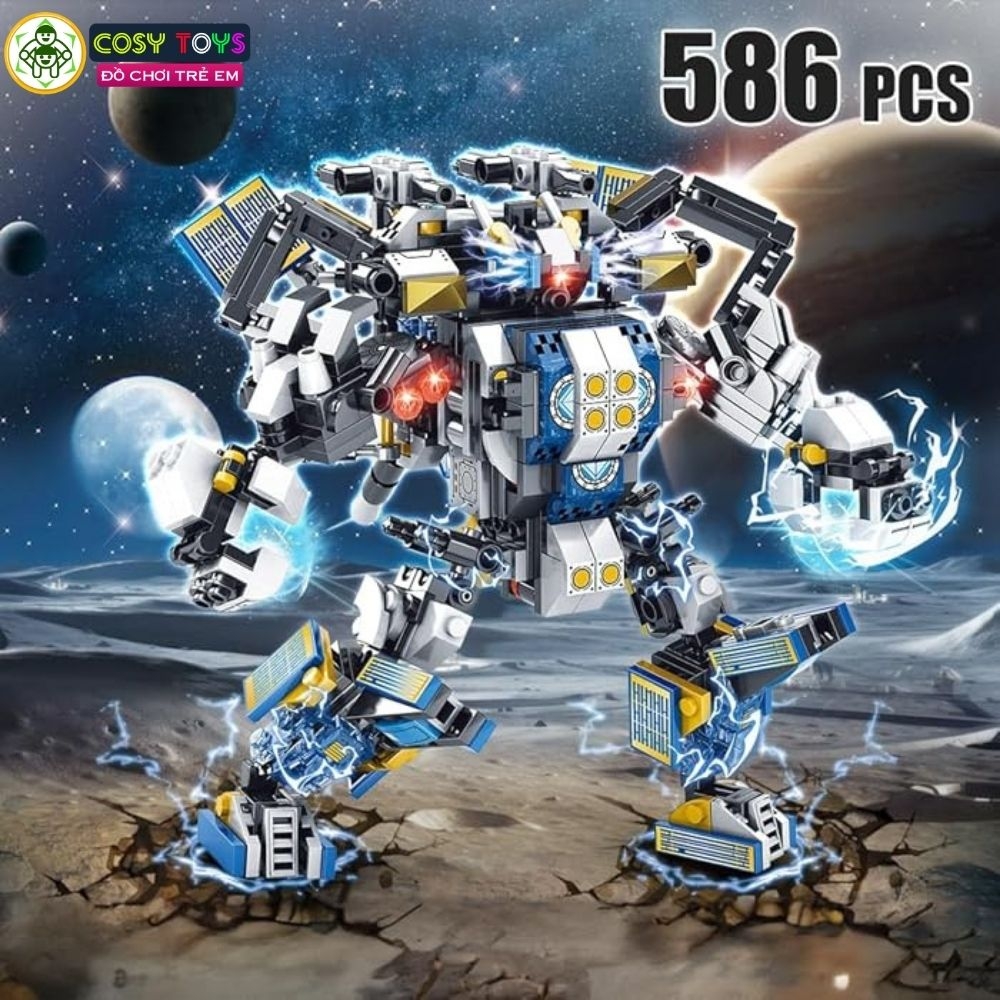 Đồ chơi lắp ghép xếp hình robot thám hiểm không gian 3 trong 1 với 586 chi tiết