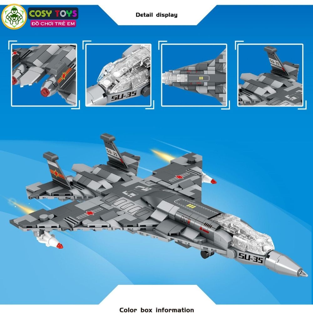 Đồ chơi lắp ghép xếp hình các loại máy bay tiêm kích, vận tải phản lực đủ mẫu với 428-438-421 mảnh ghép