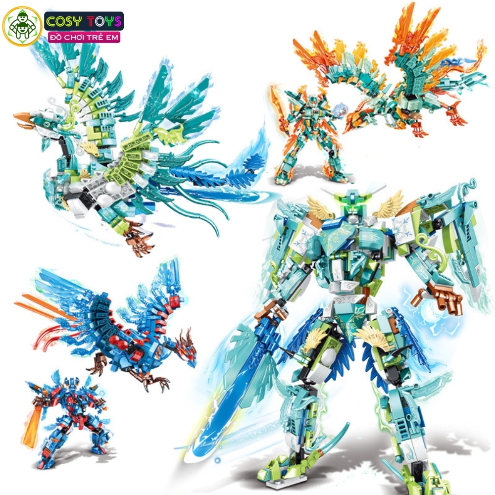 Đồ chơi xếp hình lắp ghép phượng hoàng biến hình người máy 2 trong 1 với 629 - 603 - 596 chi tiết cho bé