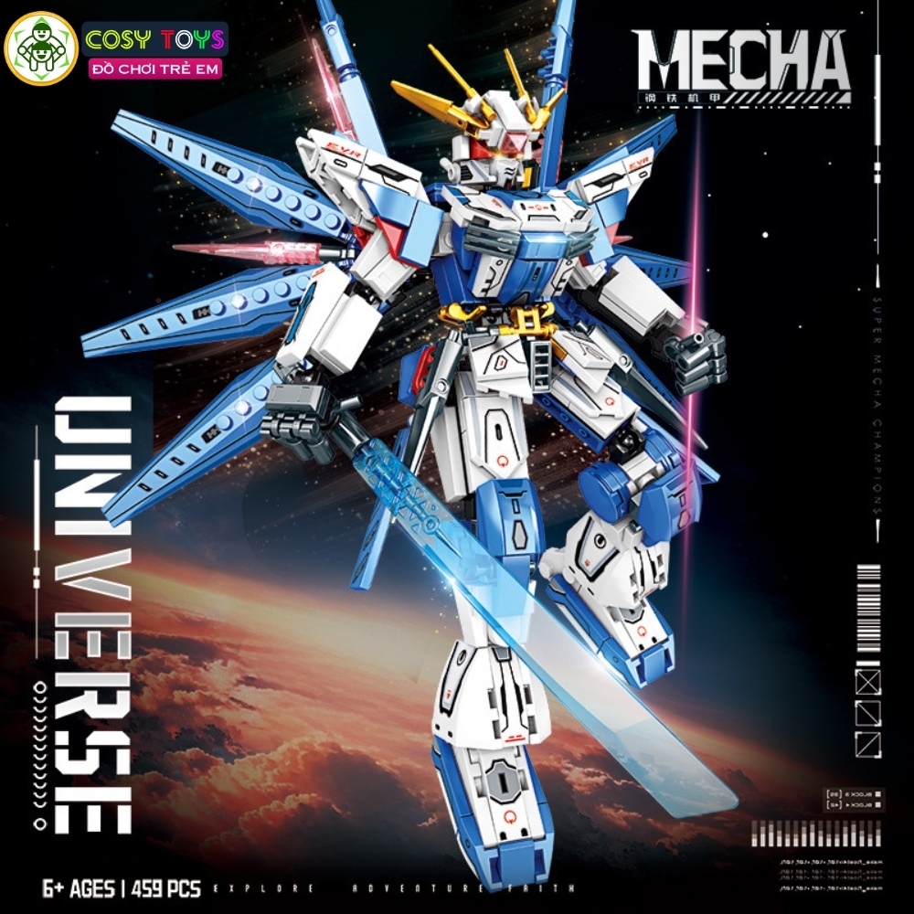 Đồ chơi lắp ghép xếp hình robot Mecha Warior và Universe kèm đôi cánh và kiếm laser với hơn 853 - 459 -574 chi tiết cho bé