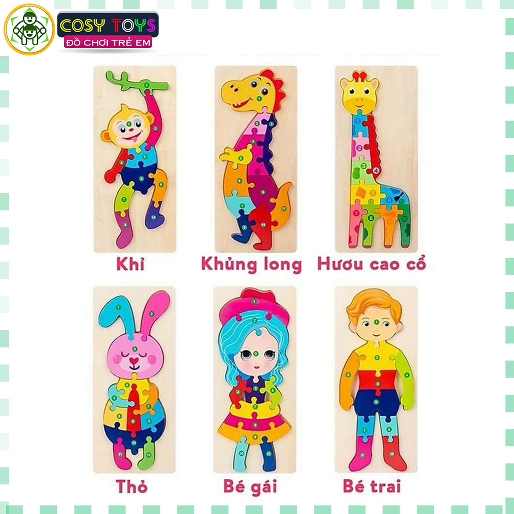 Đồ chơi tranh xếp hình gỗ nối số từ 1-10 nhiều chủ đề mẫu- đồ chơi gỗ giáo dục thông minh cho bé