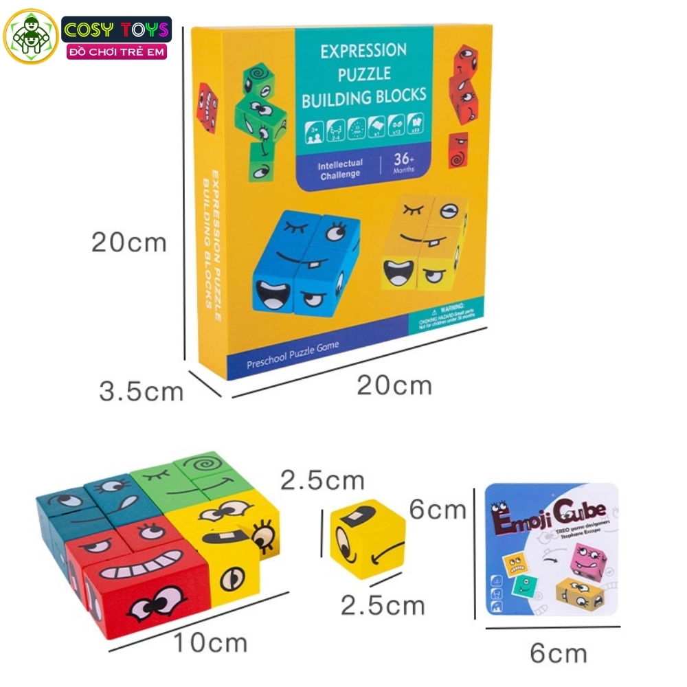 Đồ chơi tương tác ghép khối rubik theo cảm xúc vui nhộn, sáng tạo và tư duy dành cho các bé từ 3 tuổi trở lên