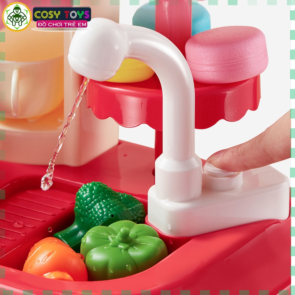 Đồ chơi mô hình bếp nấu ăn kèm dụng cụ bếp, đồ ăn kèm hiệu ứng khói khi chơi với hơn 48 chi tiết