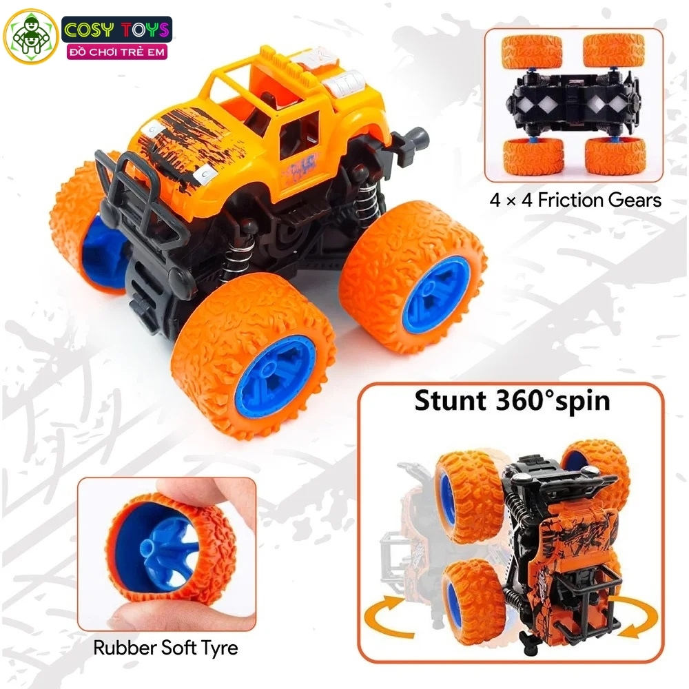 Đồ chơi túi 4 mô hình xe đua quán tính xe địa hình cho bé