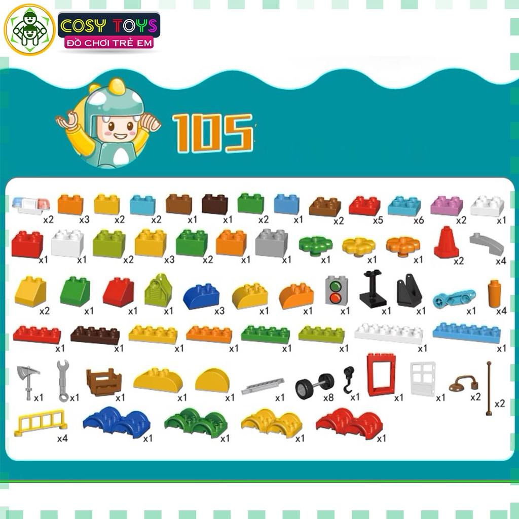 Đồ chơi lắp ghép xếp hình lắp ráp đa năng trạm xăng dầu cao cấp với 105 chi tiết