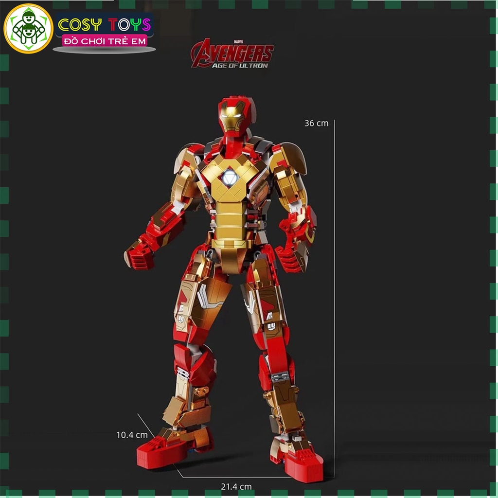 Đồ chơi lắp ghép xếp hình Iron Man giáp MARK XLII cỡ lớn kèm nhiều chi tiết chuyển động với 1126 mảnh ghép cho bé