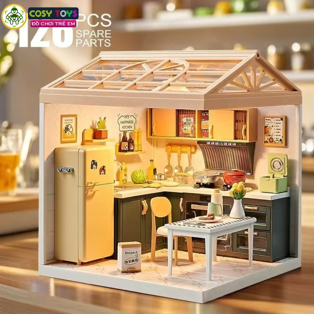 Đồ chơi lắp ghép ngôi nhà trong mơ cao cấp với nhiều mẫu: phòng ngủ, phòng tắm, phòng bếp.....cao cấp có đèn led và lồng che trong suốt với đầy đủ vật dụng, đồ dùng cho bé