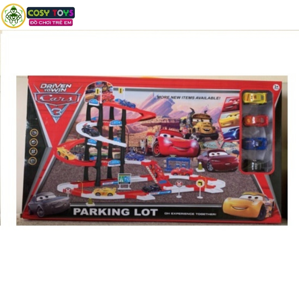 Đồ chơi lắp ráp mô hình bãi đỗ xe thông minh Parking Lot Mc Queen ( kèm 4 xe ô tô) cho bé