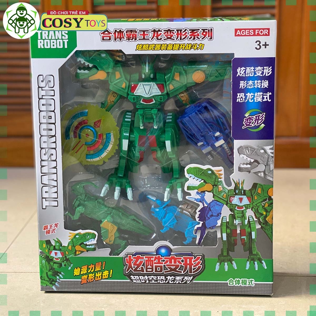 Hộp robot lắp ráp biến hình siêu nhân điện long Kyoryuger thành khủng long xanh và đỏ