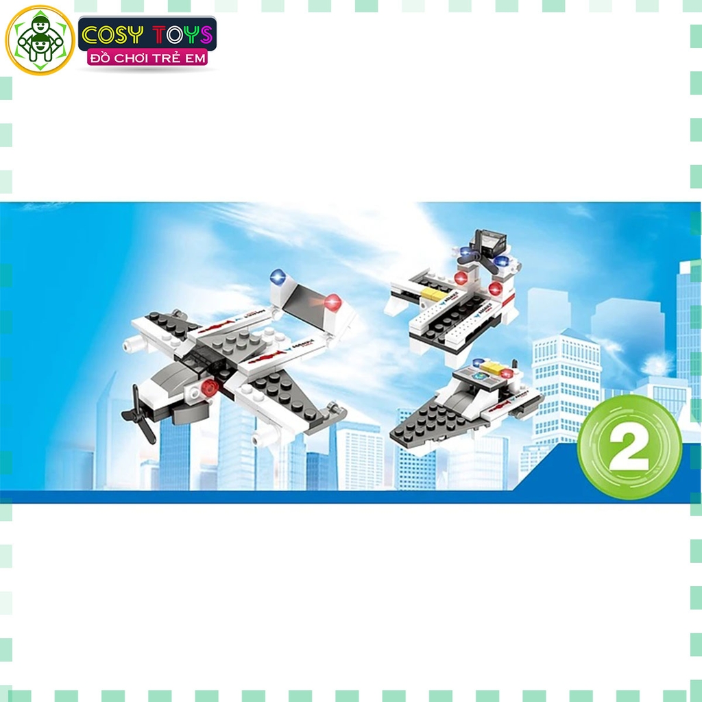 Đồ chơi lắp ghép xếp hình tàu chiến 8 trong 1 với 714 mảnh ghép cho bé