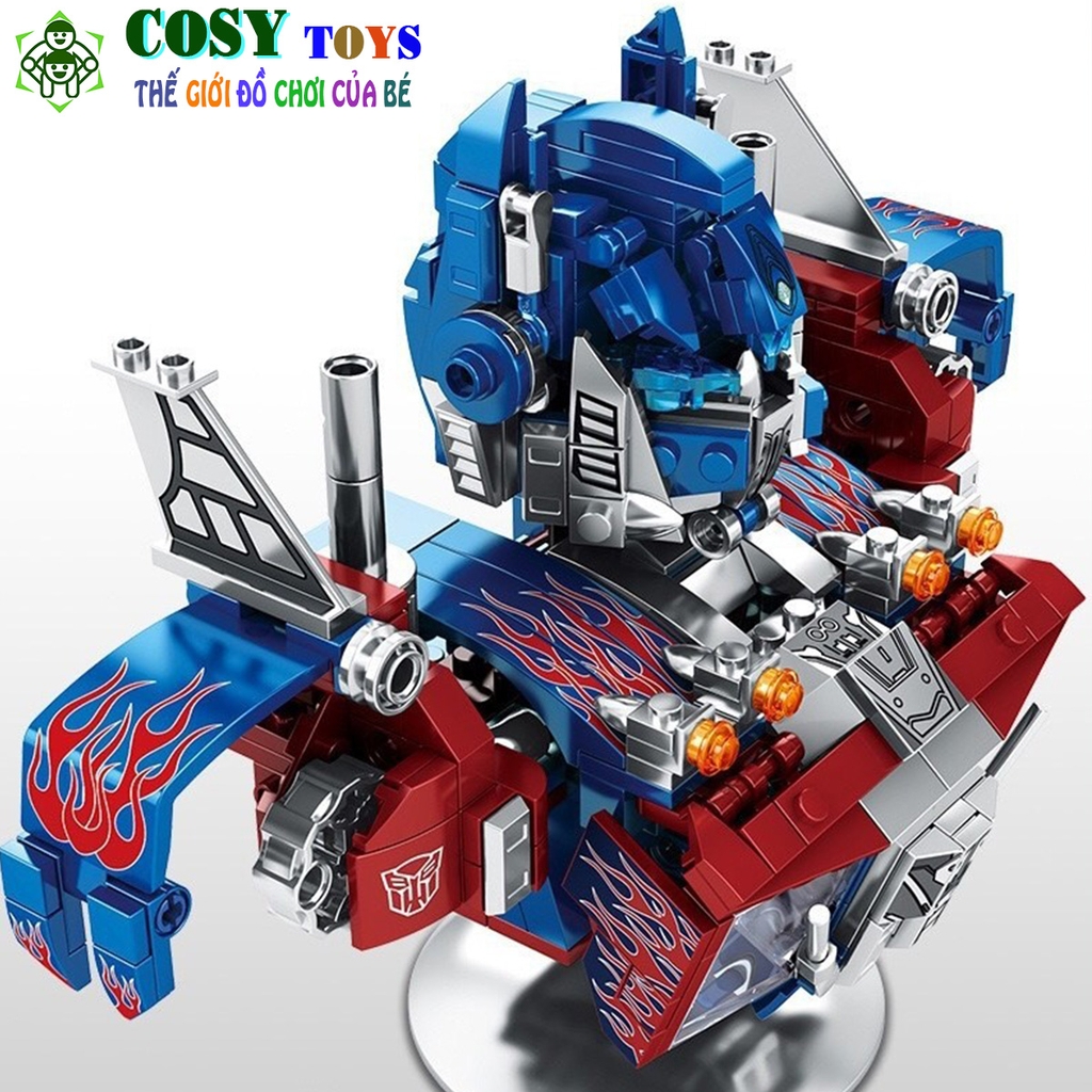 Đồ chơi xếp hình mô hình để bàn của Robot biến hình Transformers Optimus Prime với hơn 425 mảnh ghép