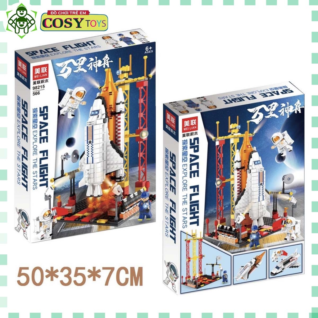 Đồ chơi lắp ghép xếp hình mô hình tàu không gian thám hiểm vũ trụ với 566 mảnh ghép cho bé