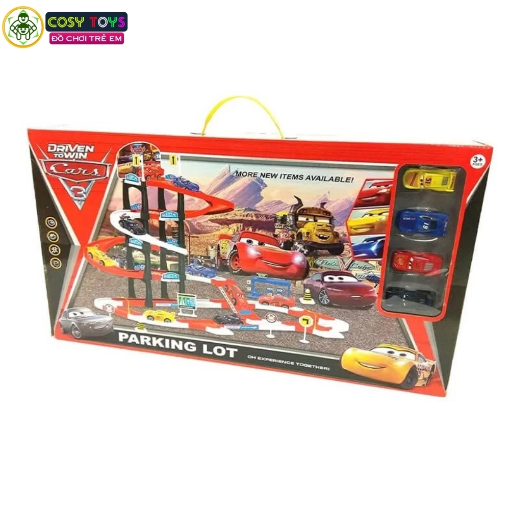 Đồ chơi lắp ráp mô hình bãi đỗ xe thông minh Parking Lot Mc Queen ( kèm 4 xe ô tô) cho bé