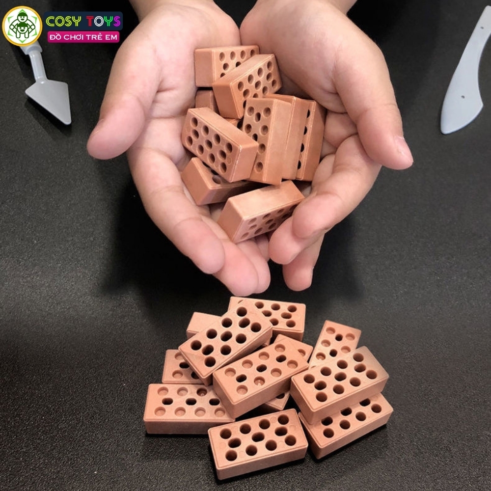 Đồ chơi xây nhà biệt thự mini bằng gạch và sơn màu với 160 chi tiết cho bé