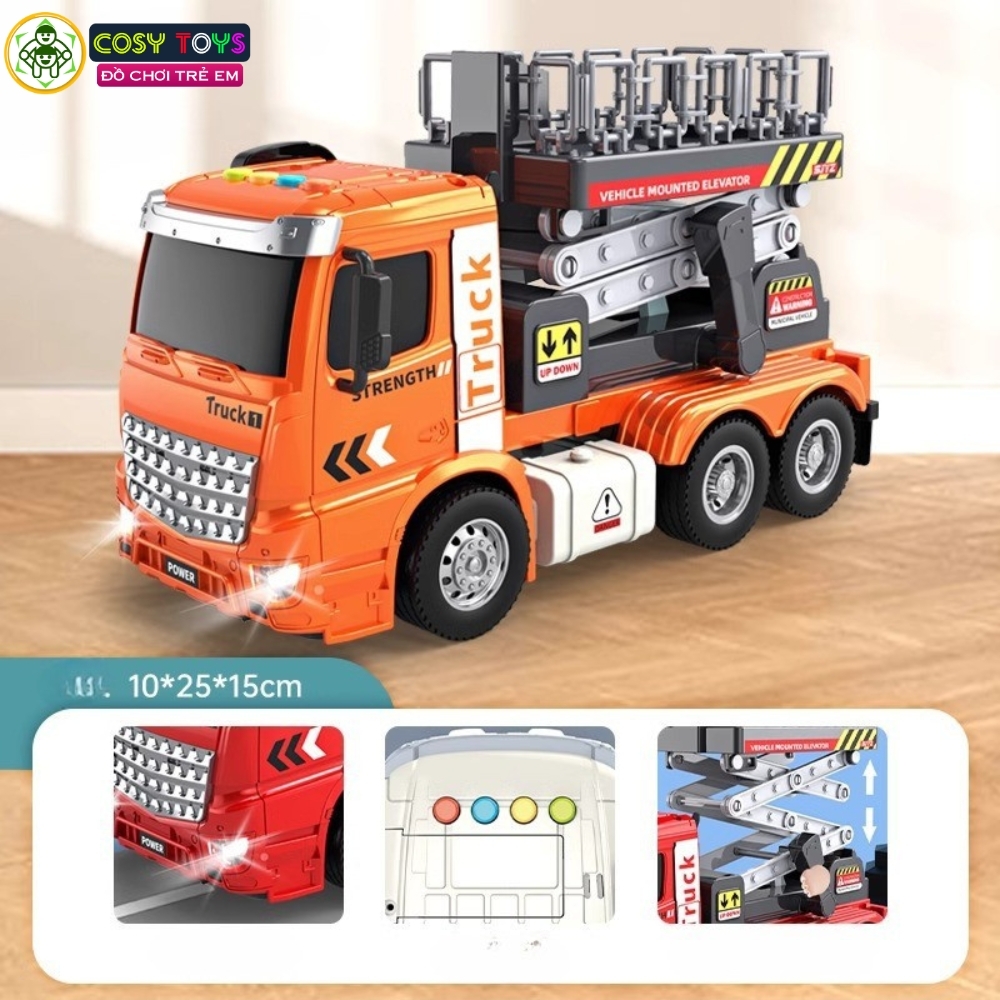 Đồ chơi xe nâng hạ hàng chạy bằng pin với đèn và nhạc cho bé