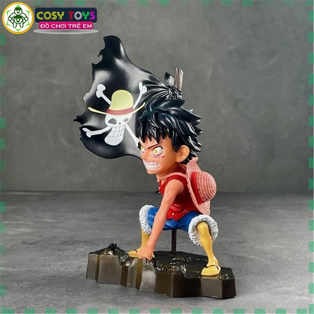 Mô hình OnePiece Luffy cầm cờ bang siêu chất cao 18cm nặng 300g , Figure OnePiece - có hộp đẹp