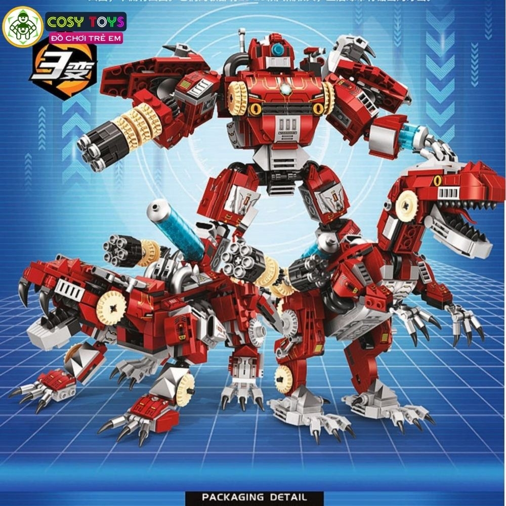 Đồ chơi lắp ghép xếp hình khủng long robot mẫu 3 trong 1 với 811-858 chi tiết