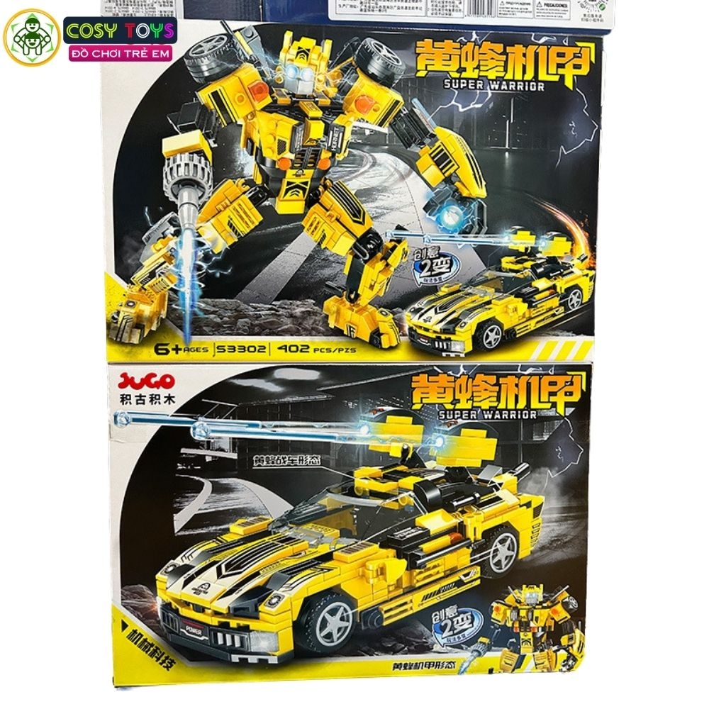 Đồ chơi lắp ghép xếp hình Bumbelee vàng biến hình thành siêu xe đua 2 trong 1 với 402 chi tiết