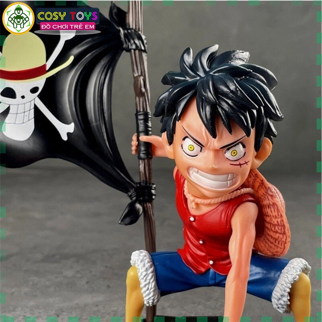 Mô hình OnePiece Luffy cầm cờ bang siêu chất cao 18cm nặng 300g , Figure OnePiece - có hộp đẹp