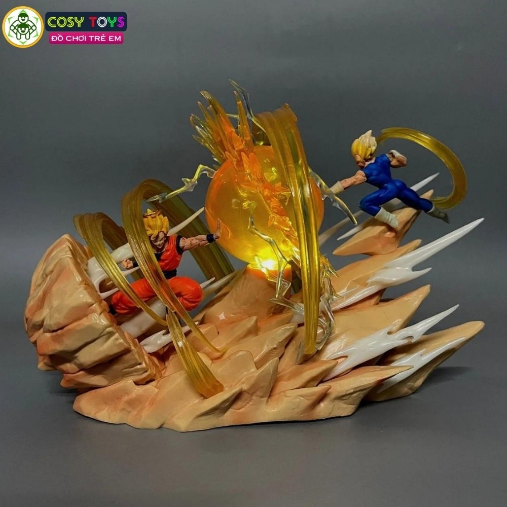 Mô hình DragonBall Goku đại chiến Vegeta Majin - cao 17cm - ngang 25cm - nặng 400gram - phụ kiện : có đèn LED - Dragon Ball