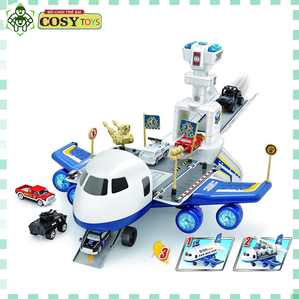 Đồ chơi mô hình trạm giao thông bằng máy bay 2 trong 1 cho bé