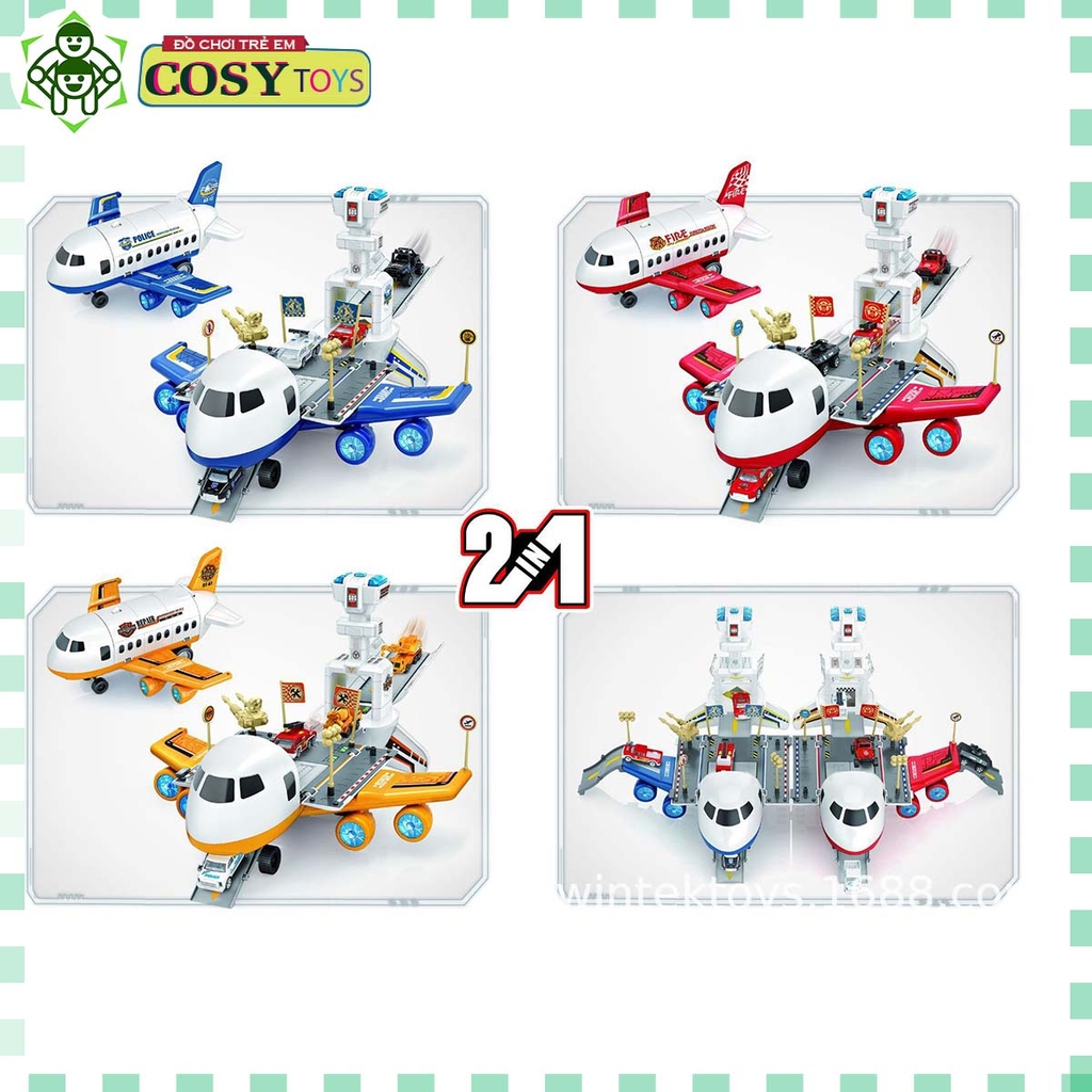 Đồ chơi mô hình trạm giao thông bằng máy bay 2 trong 1 cho bé